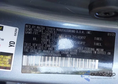 2025 Toyota Corolla Cross L from USA, damaged, VIN 7MUAAAAG2SV124084